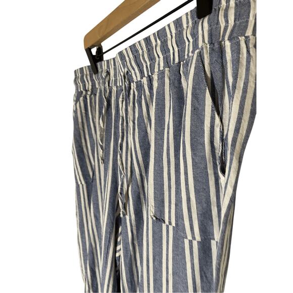 NWT Royalty for Me Large Casual Breton Striped Cotton Pants Wide Leg Trousers - Picture 3 of 7